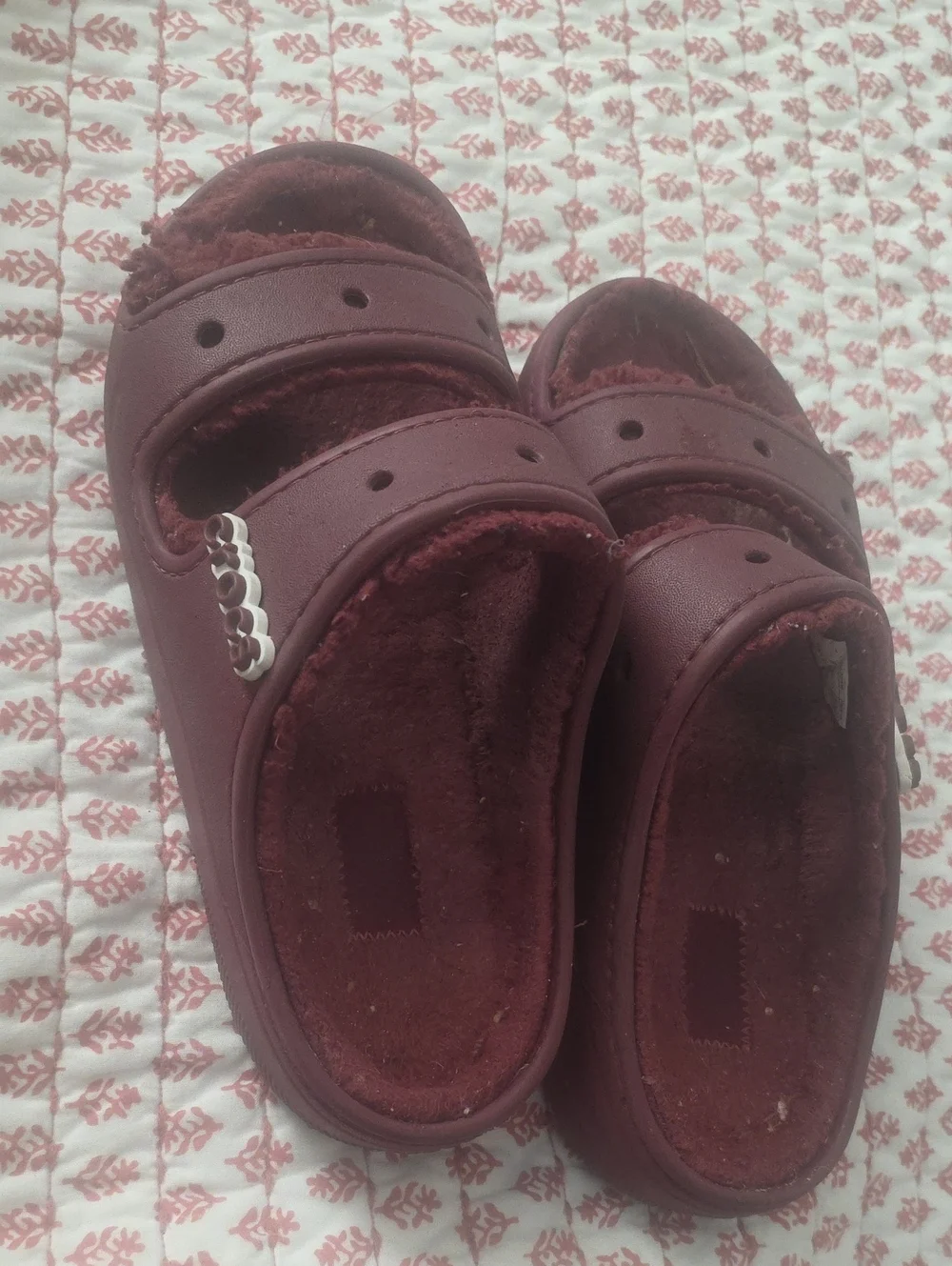 CROCS Men's Burgundy Plush-Lined Slip-On Clogs